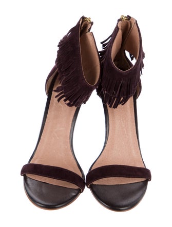 Joie Suede Fringe Trim Accent Sandals