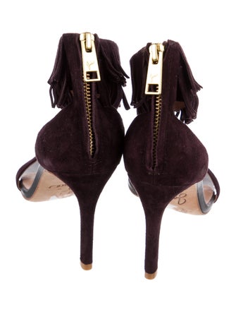 Joie Suede Fringe Trim Accent Sandals