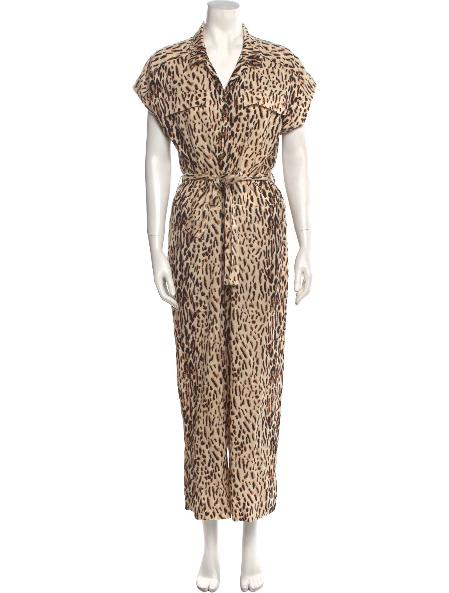 Joie Animal Print V-Neck Jumpsuit