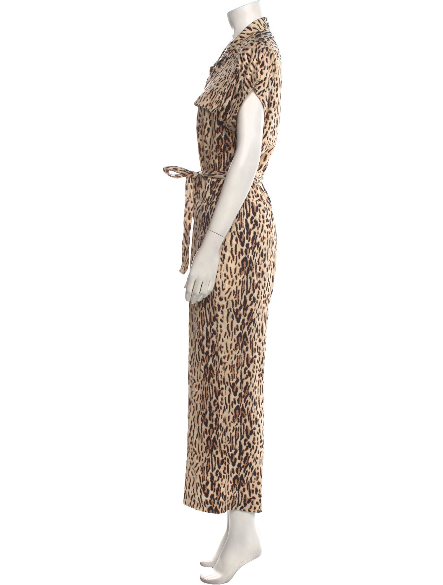 Joie Animal Print V-Neck Jumpsuit