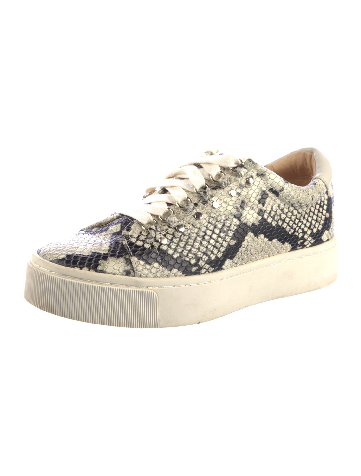 Joie Leather Animal Print Sneakers