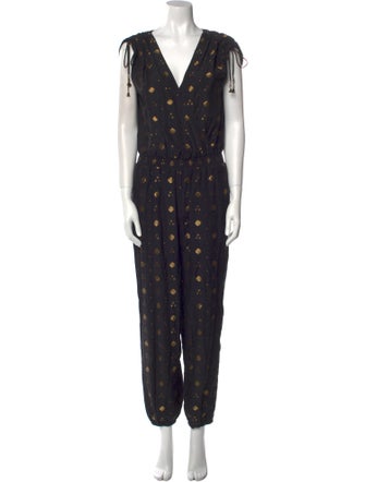 Joie Printed V-Neck Jumpsuit