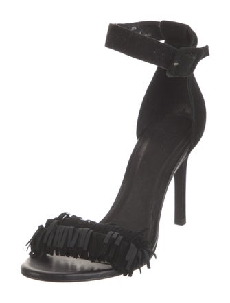 Joie Suede Fringe Trim Accent Sandals