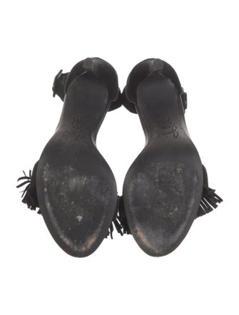Joie Suede Fringe Trim Accent Sandals