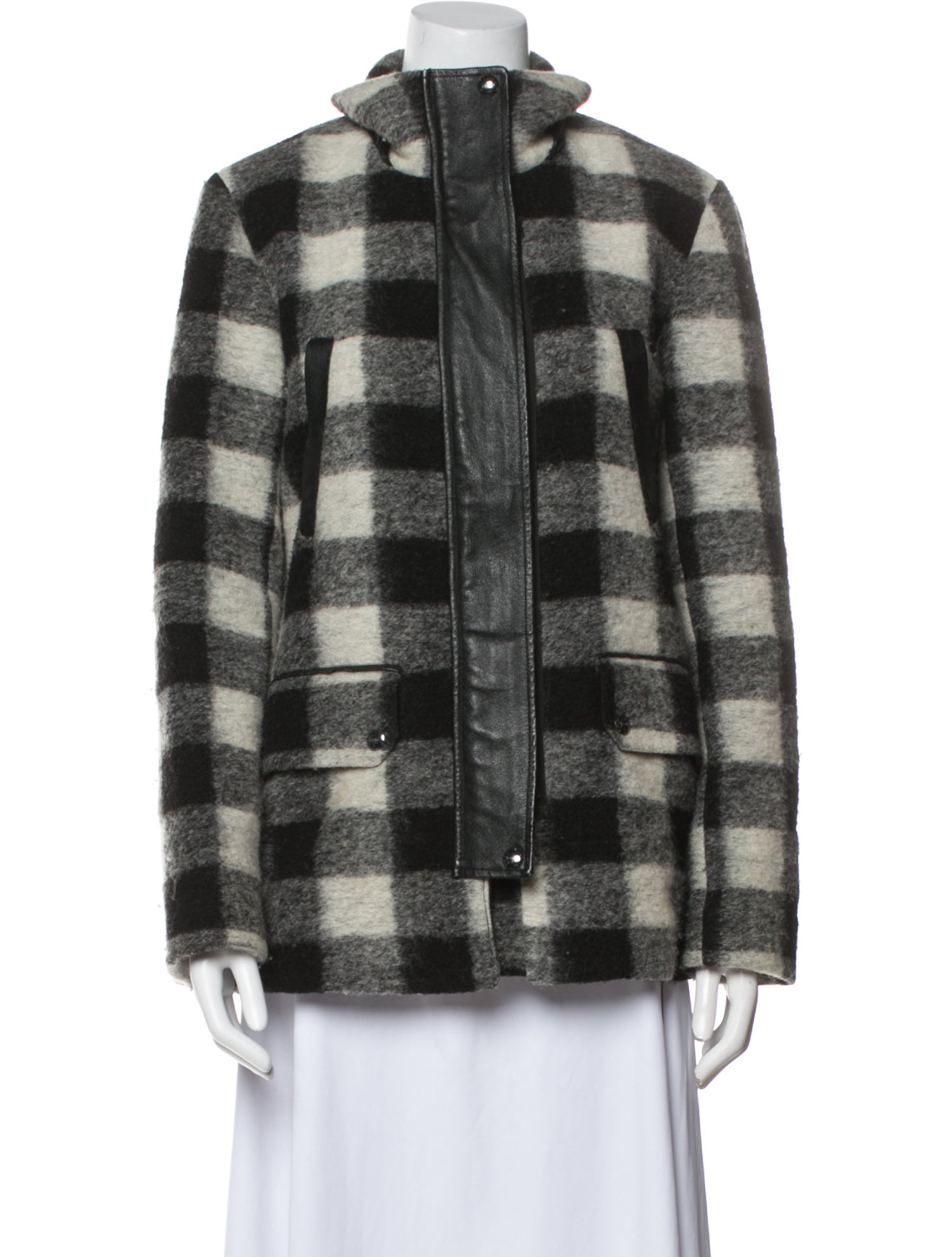 Joie Wool Plaid Print Coat