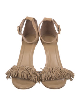 Joie Suede Fringe Trim Accent Sandals