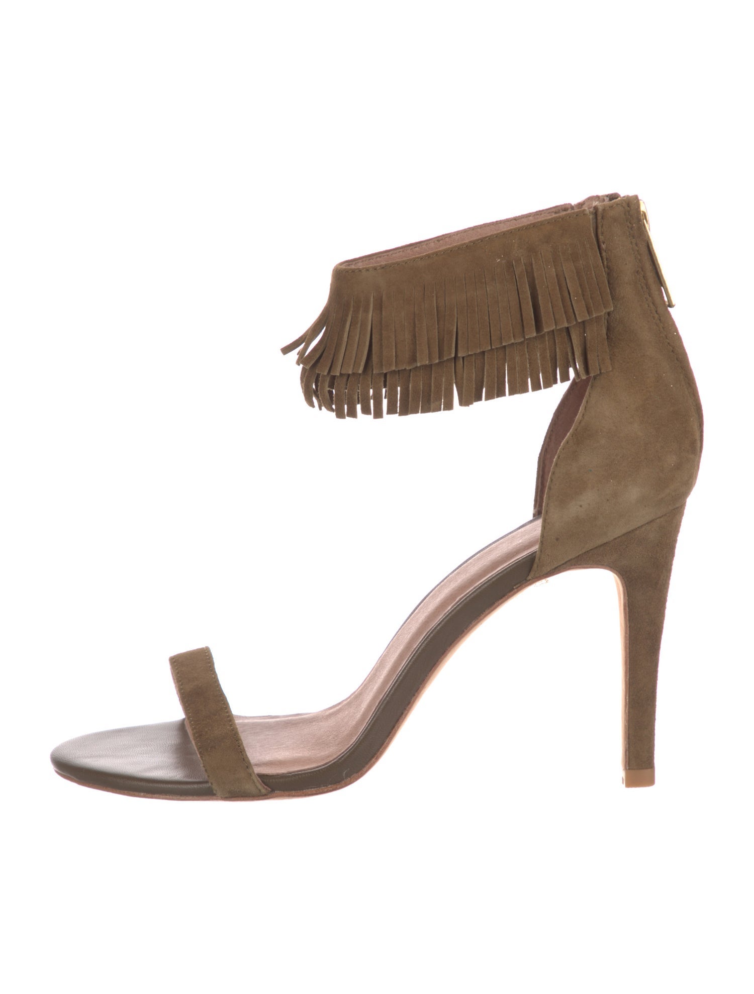 Joie Suede Fringe Trim Accent Sandals