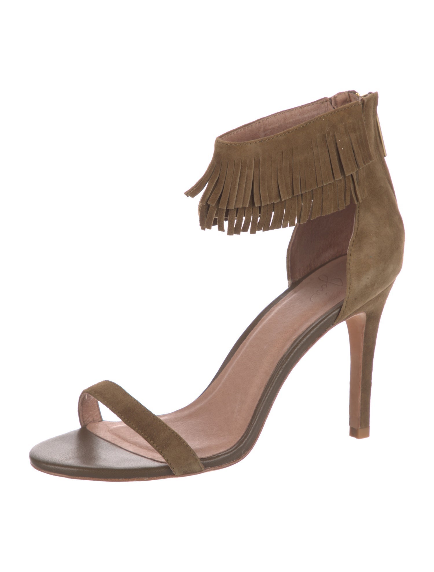 Joie Suede Fringe Trim Accent Sandals
