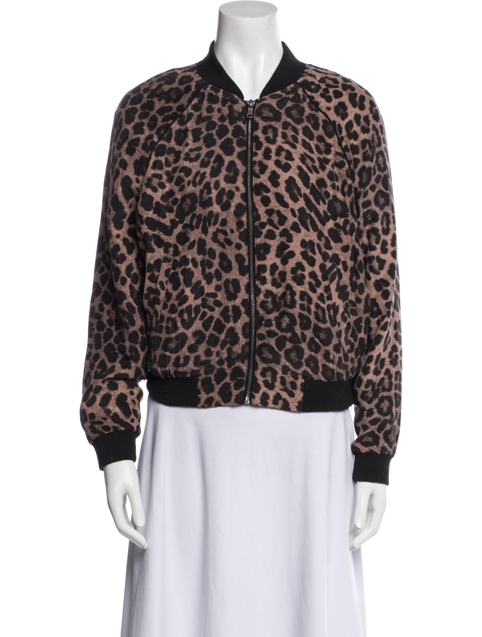 Joie Silk Animal Print Bomber Jacket