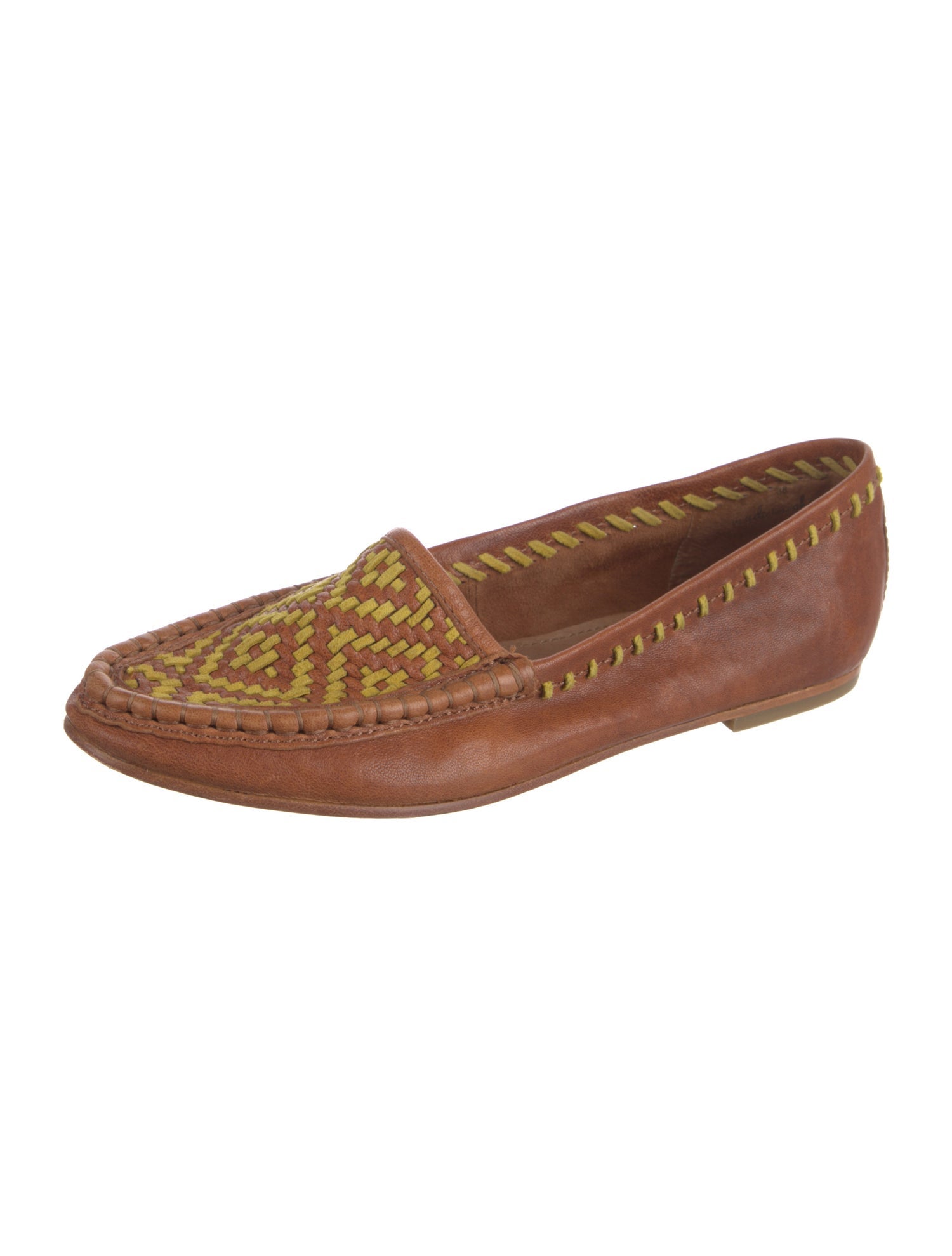 Joie Leather Whipstitch Trim Loafers