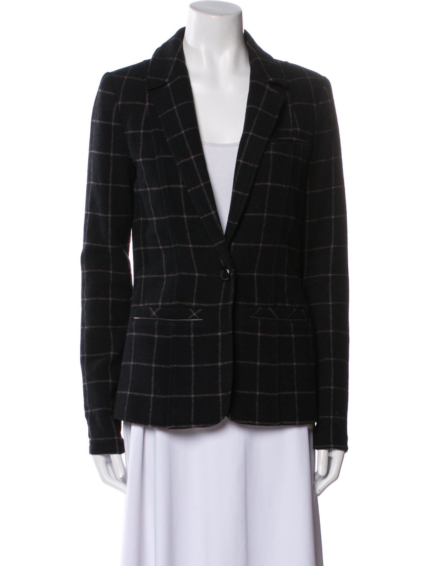 Joie Wool Plaid Print Blazer