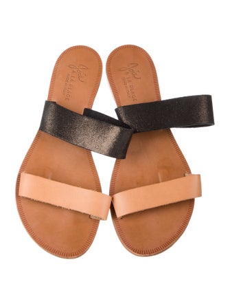 Joie Leather Colorblock Pattern Slides