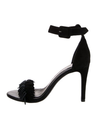 Joie Suede Fringe Trim Accent Sandals
