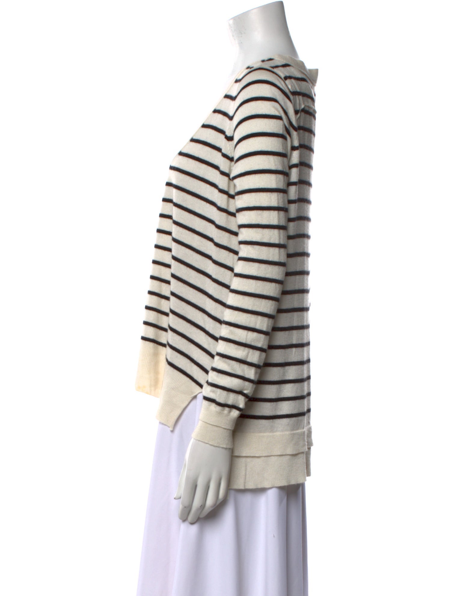 Joie Striped Plunge Neckline Sweater