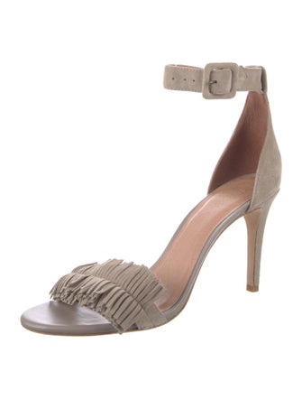 Joie Suede Fringe Trim Accent Sandals