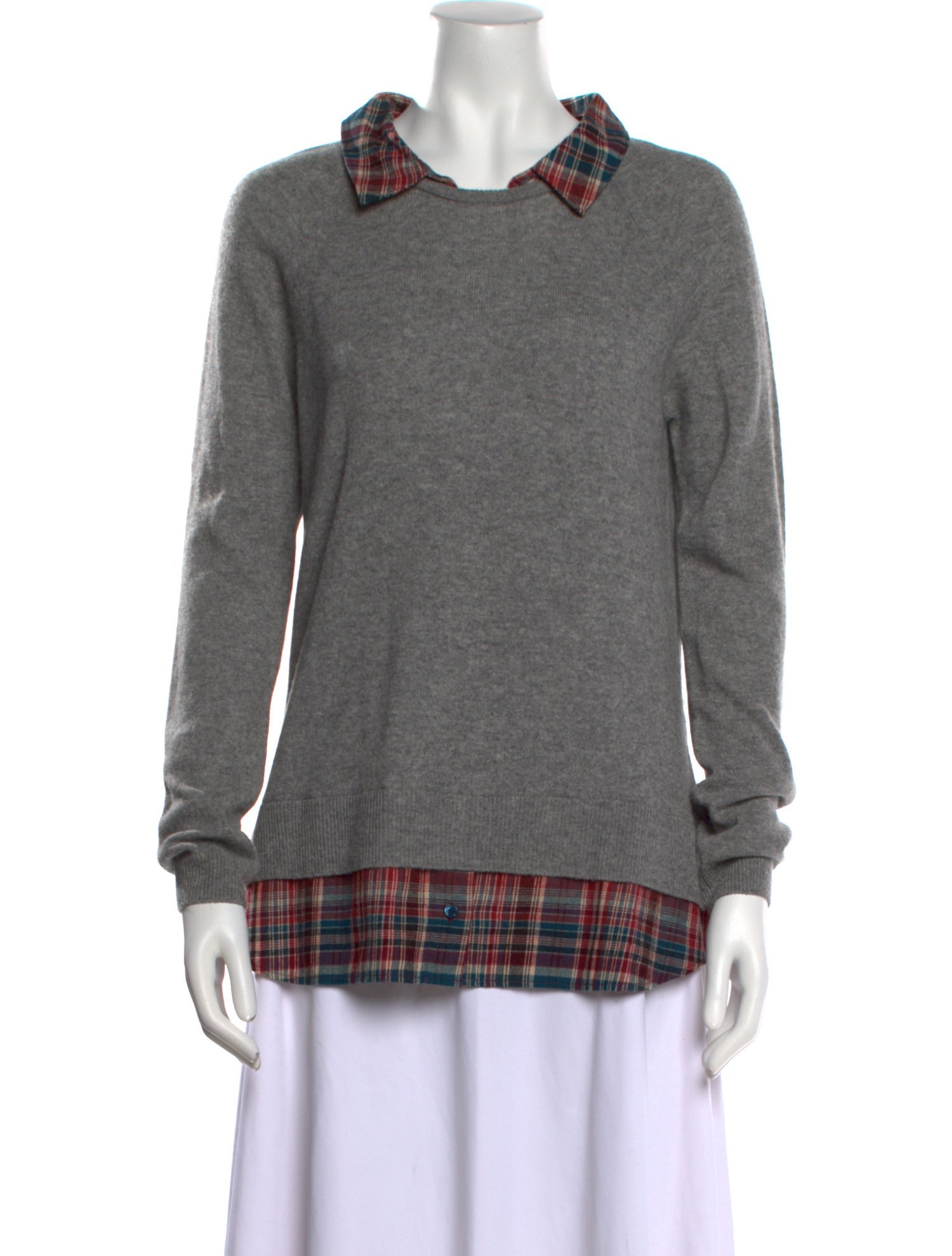 Joie Cashmere Plaid Print Sweater
