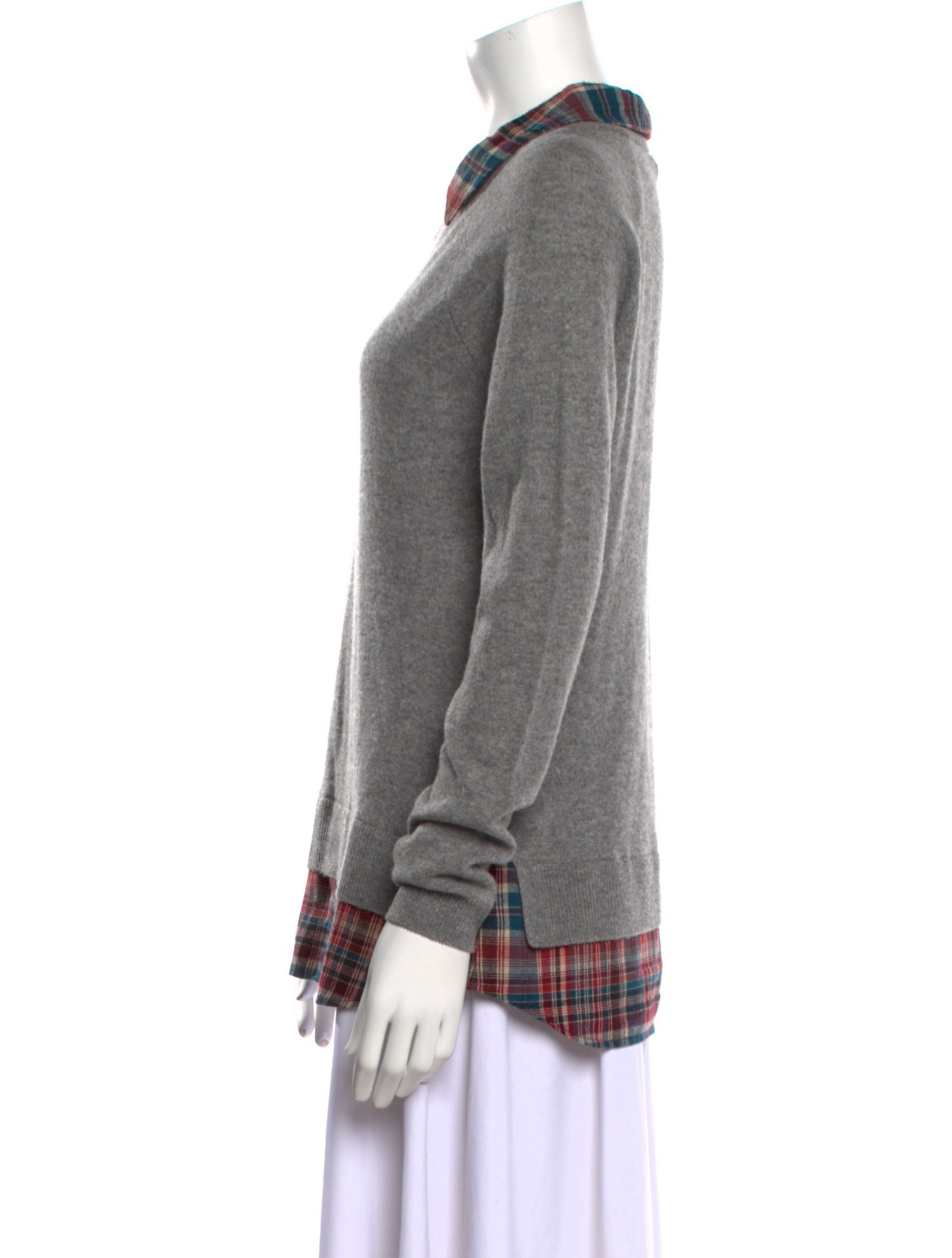 Joie Cashmere Plaid Print Sweater