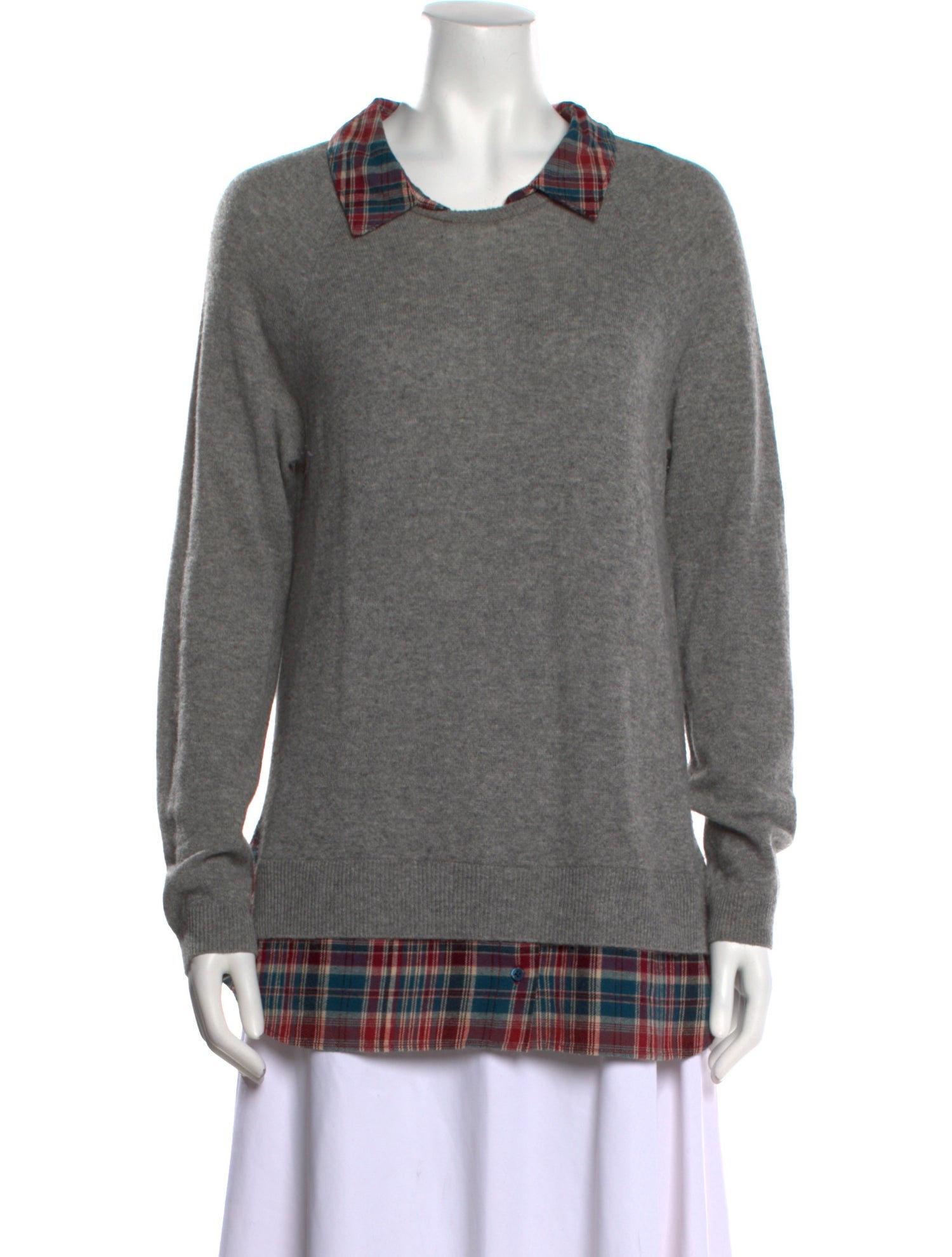Joie Cashmere Plaid Print Sweater