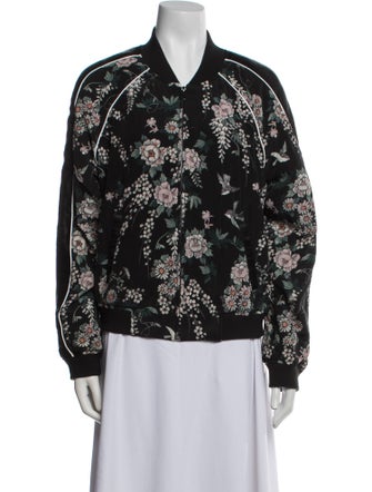 Joie Silk Floral Print Bomber Jacket