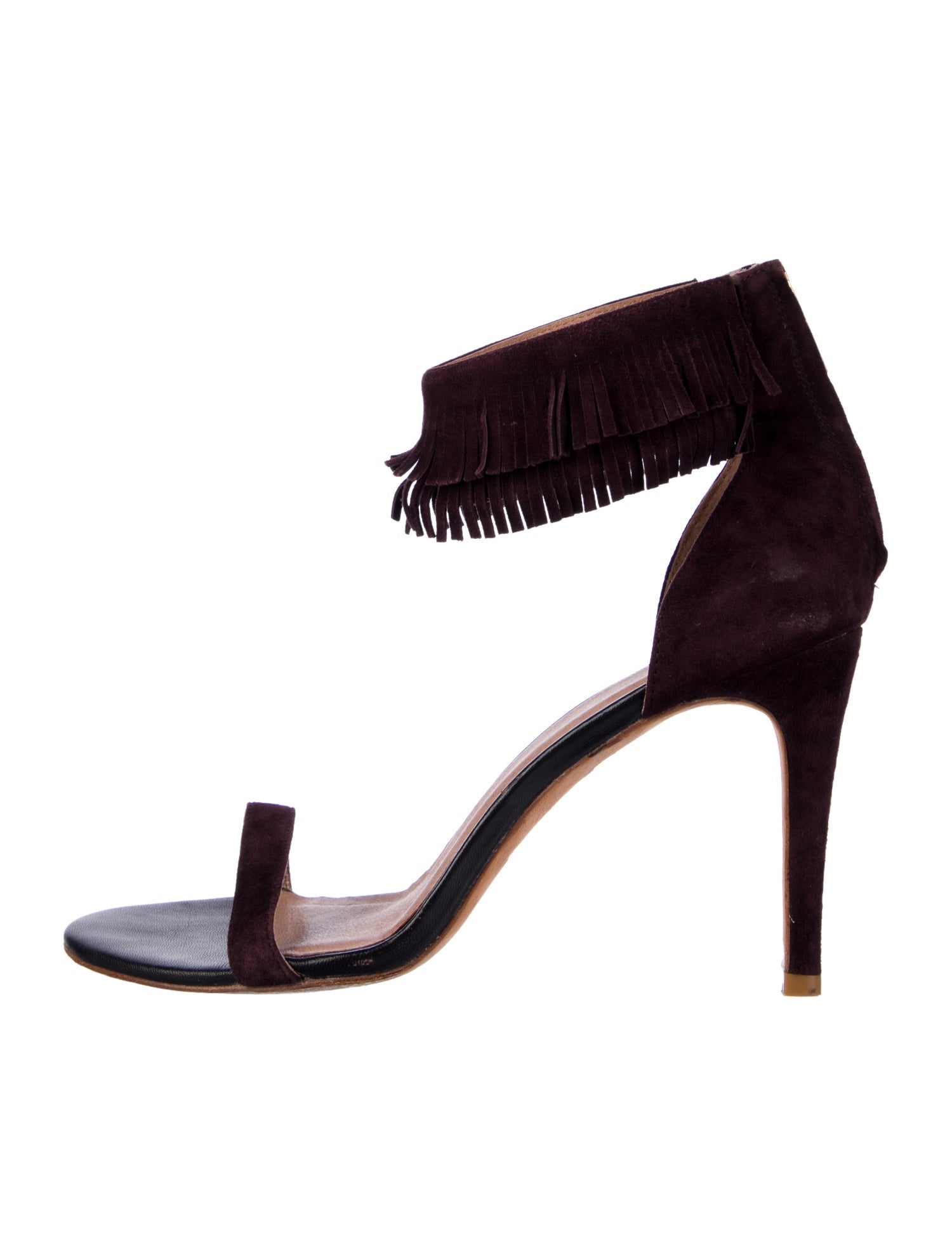 Joie Suede Fringe Trim Accent Sandals