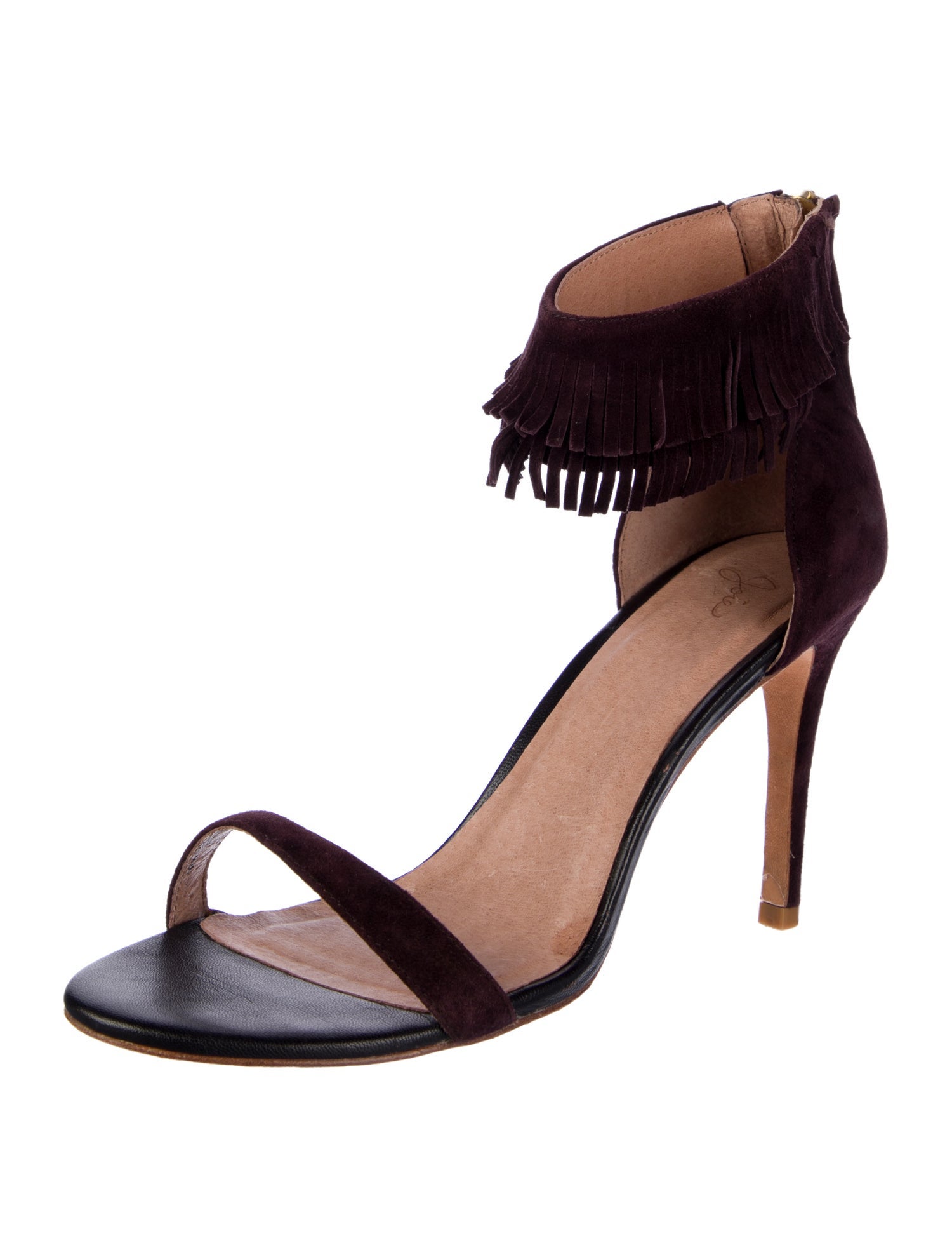 Joie Suede Fringe Trim Accent Sandals