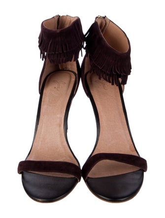 Joie Suede Fringe Trim Accent Sandals