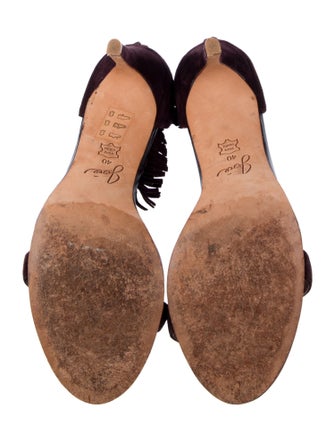 Joie Suede Fringe Trim Accent Sandals