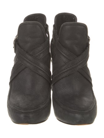 Joie Leather Cutout Accent Lace-Up Boots