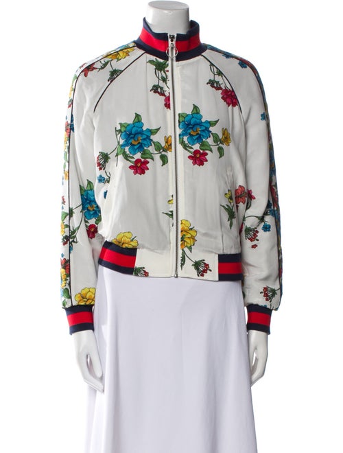 Joie Silk Floral Print Bomber Jacket