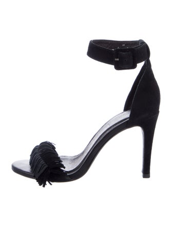 Joie Suede Fringe Trim Accent Sandals