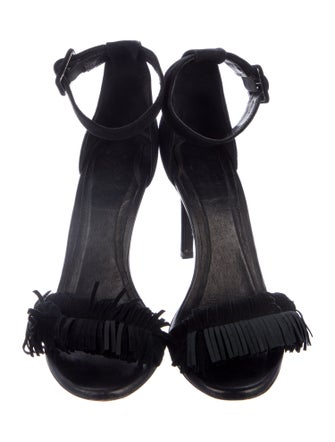 Joie Suede Fringe Trim Accent Sandals