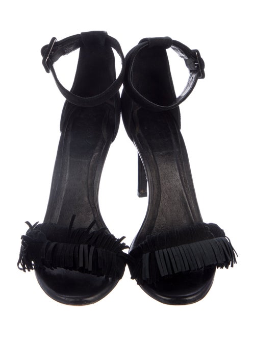 Joie Suede Fringe Trim Accent Sandals