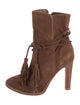 Joie Suede Tassel Accents Lace-Up Boots