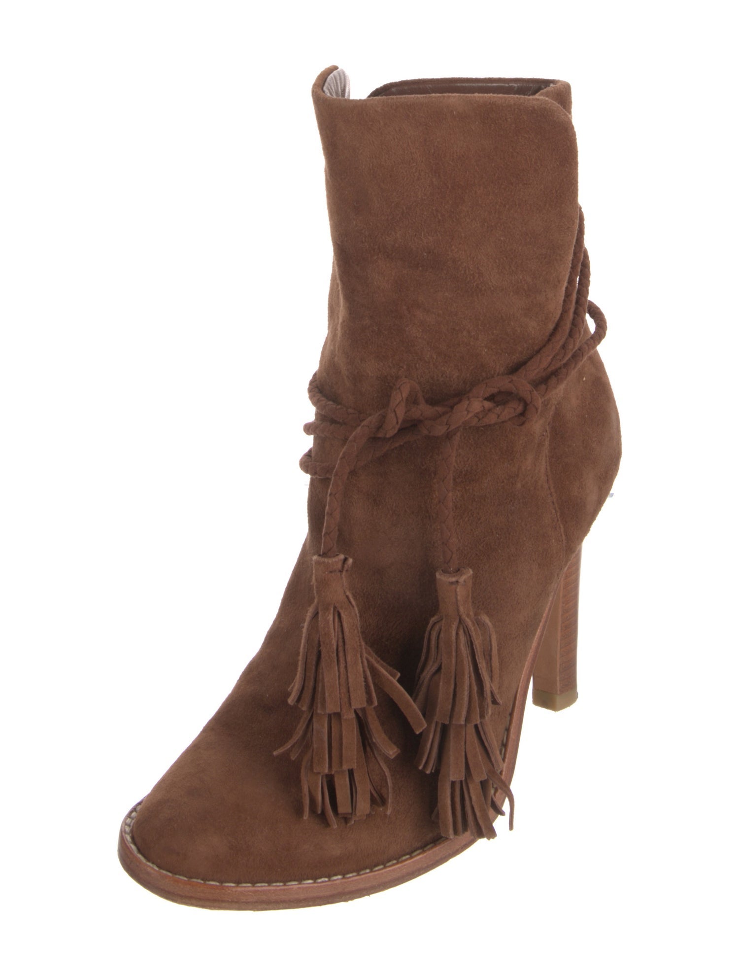 Joie Suede Tassel Accents Lace-Up Boots
