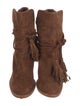 Joie Suede Tassel Accents Lace-Up Boots