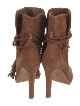 Joie Suede Tassel Accents Lace-Up Boots