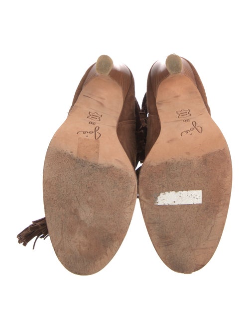 Joie Suede Tassel Accents Lace-Up Boots