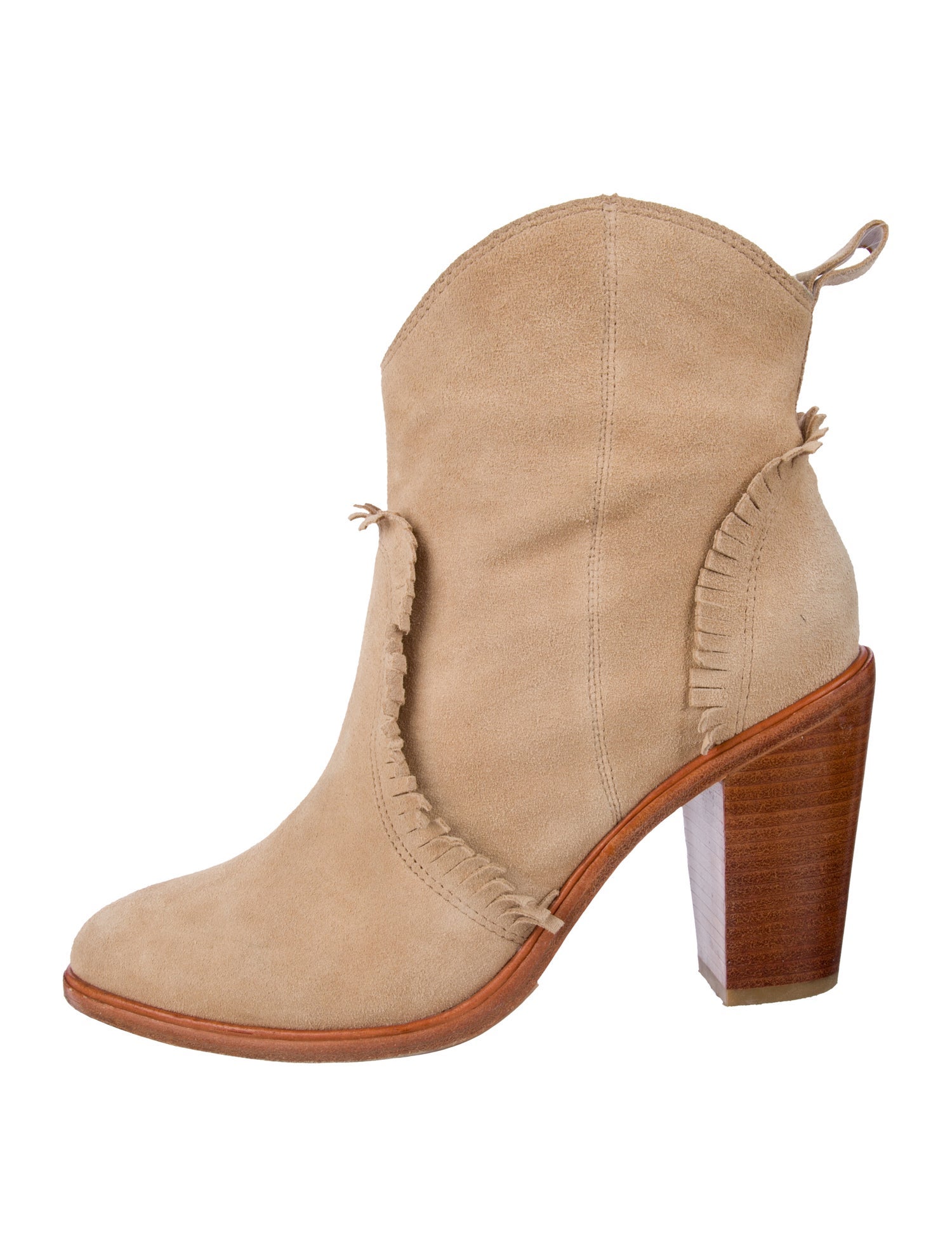 Joie Suede Whipstitch Trim Western Boots
