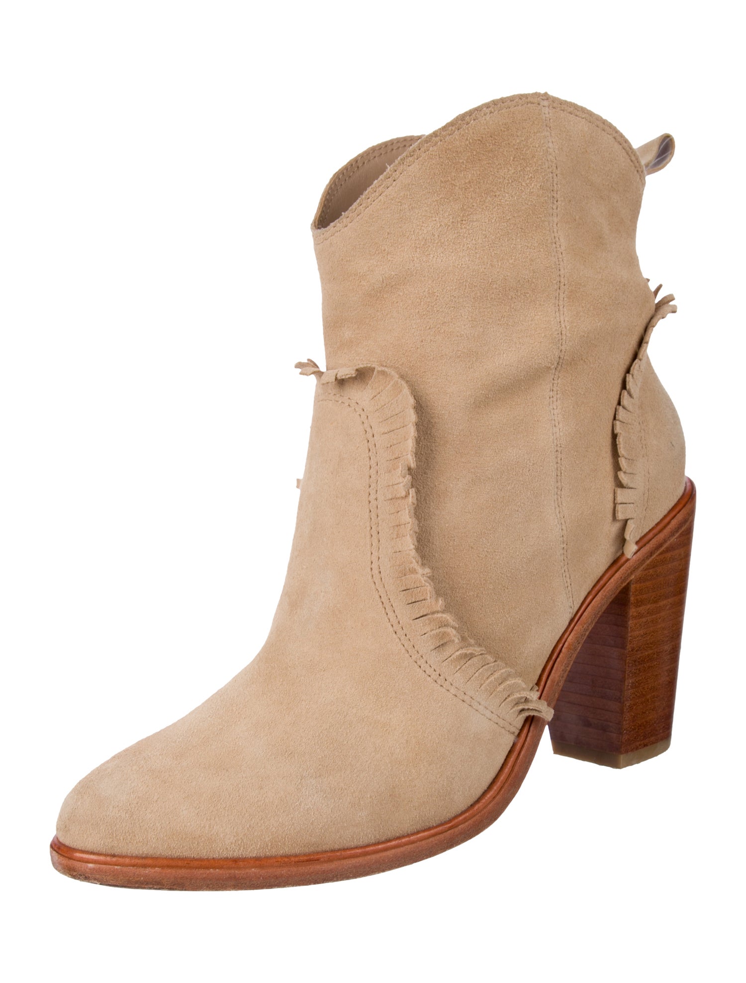 Joie Suede Whipstitch Trim Western Boots