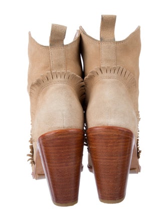 Joie Suede Whipstitch Trim Western Boots