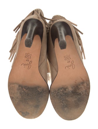 Joie Suede Leather Trim Embellishment Boots