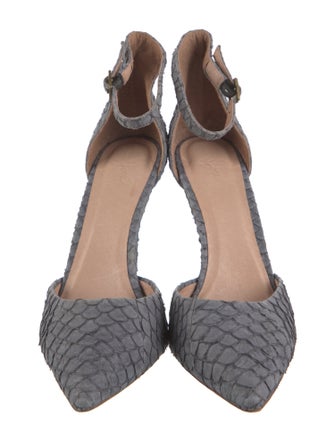 Joie Embossed Leather Printed D'Orsay Pumps