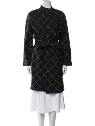 Joie Wool Plaid Print Trench Coat
