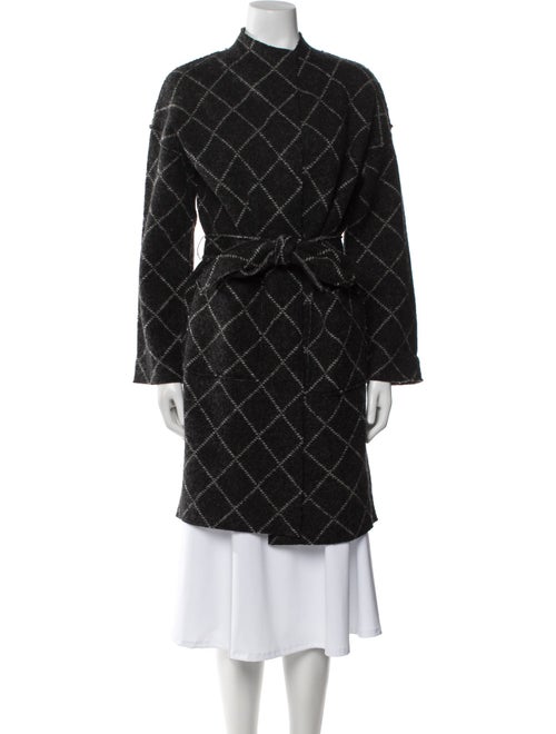 Joie Wool Plaid Print Trench Coat