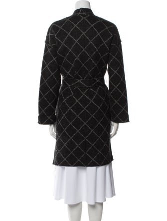 Joie Wool Plaid Print Trench Coat