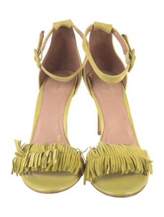 Joie Suede Fringe Trim Accent Sandals