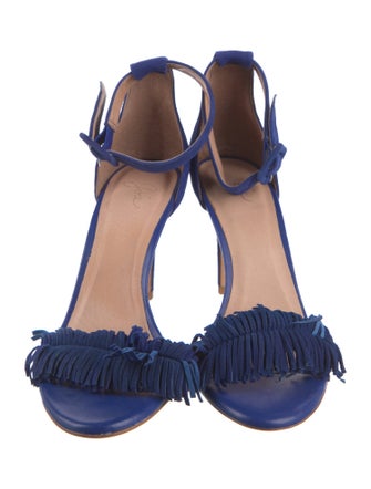 Joie Suede Fringe Trim Accent Sandals