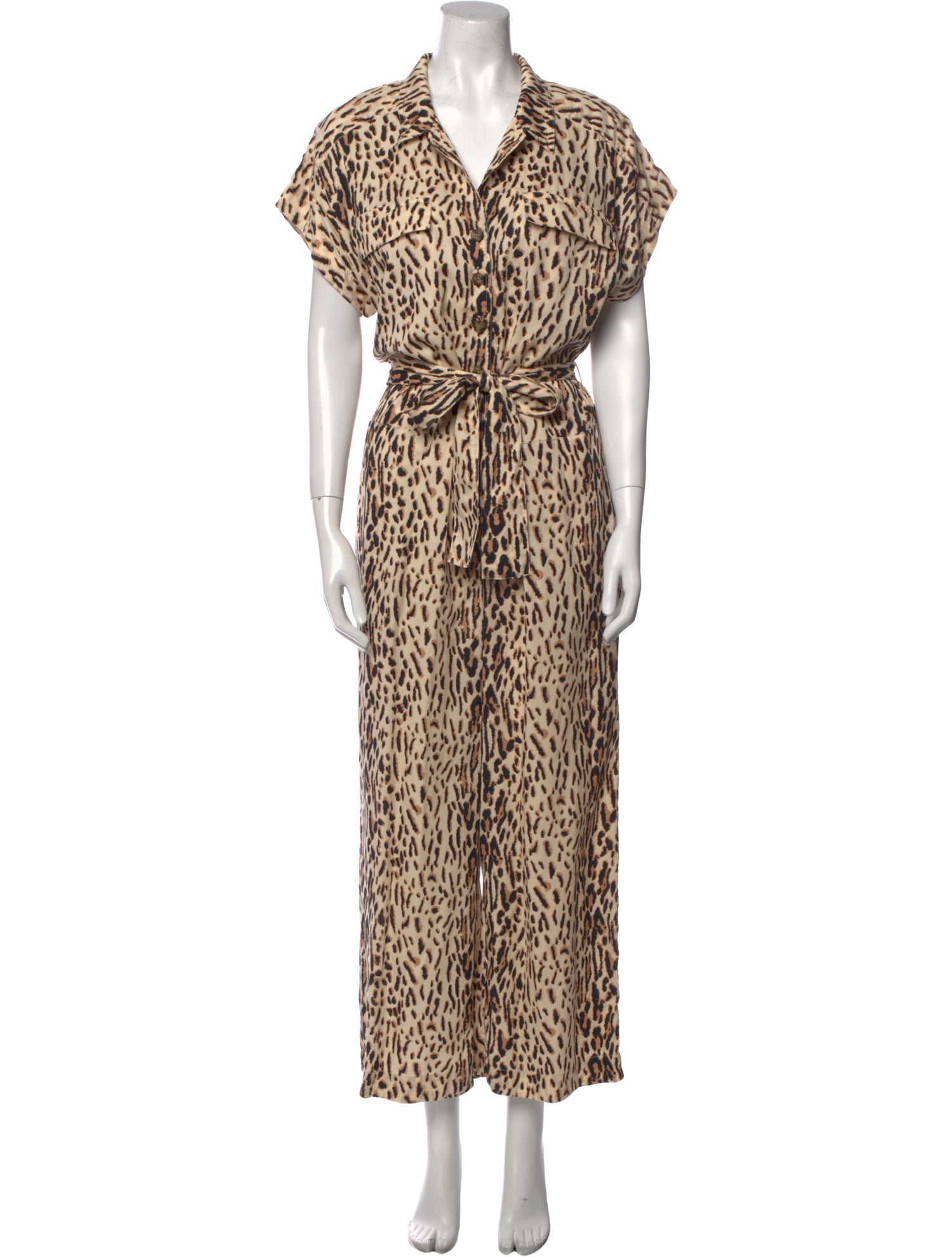 Joie Animal Print V-Neck Jumpsuit
