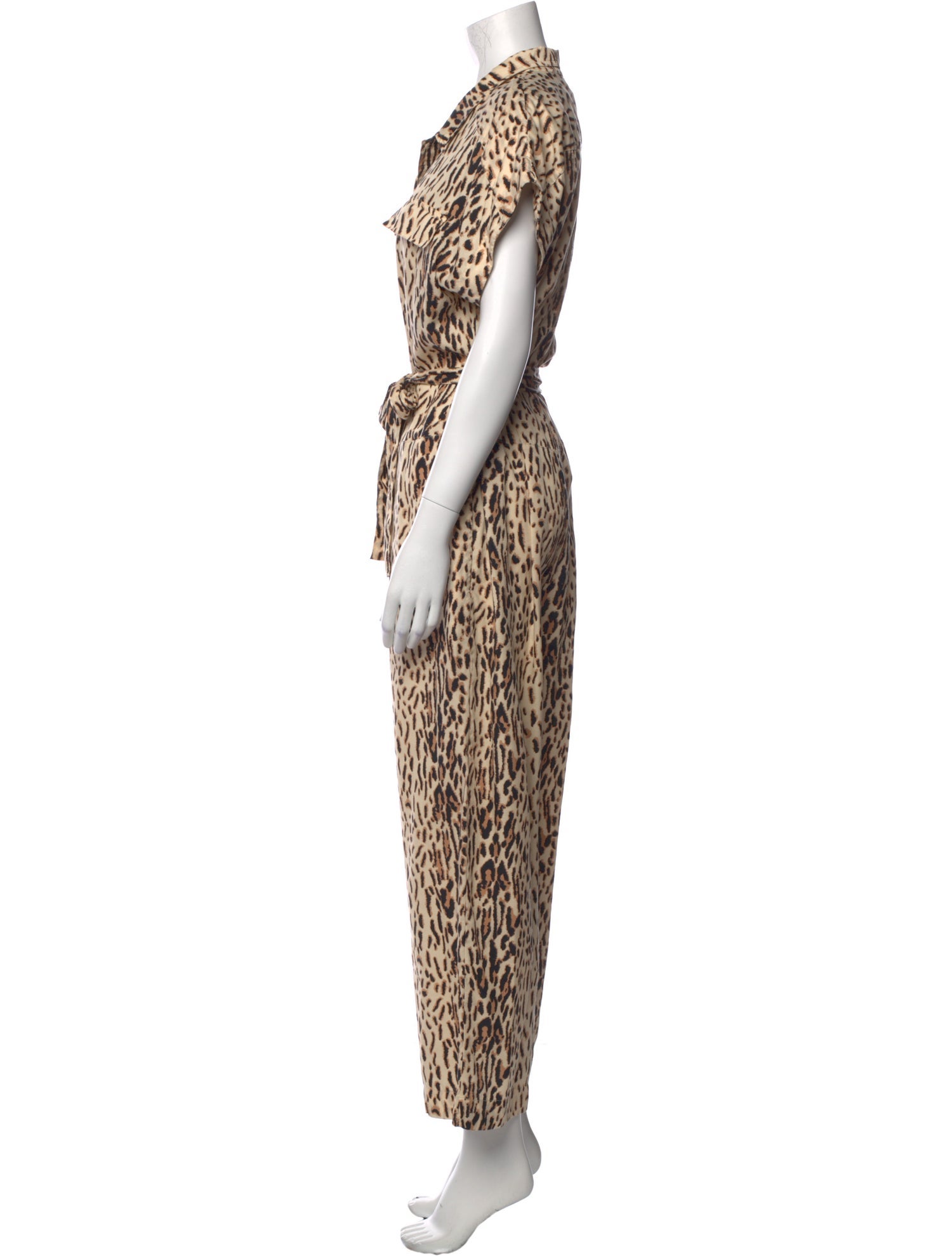 Joie Animal Print V-Neck Jumpsuit