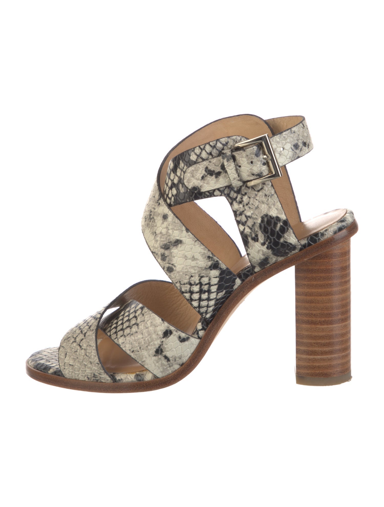 Joie Embossed Leather Animal Print Sandals